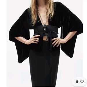 ZARA Limited Edition Velvet Corset Belt Kimono Size XS-S